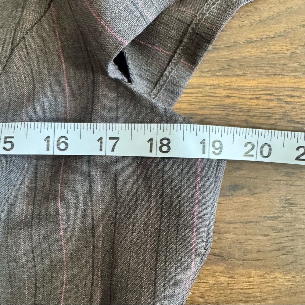 Karin Stevens Gray Pinstripe Sheath Dress Tie Waist Career Office Size 14 - Picture 12 of 16